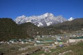 Village Khumjung and snow capped Kongde Ri