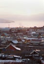 The village Khuzhir in winter Royalty Free Stock Photo