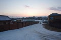 The village Khuzhir in winter Royalty Free Stock Photo