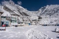 Village Kyangjin Gompa in winter Royalty Free Stock Photo