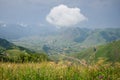 Village landscape and cloud