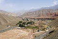 Village with landscape and river around the famous Pamir Highway