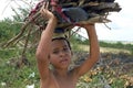 Village Life, Brazilian boy lugging firewood