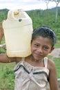 Village life of Indian girl, Coco River, Nicaragua Royalty Free Stock Photo