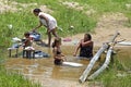 Village life in tropical Bahia, Brazil, washing in river