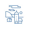 Village line icon concept. Village flat vector symbol, sign, outline illustration.