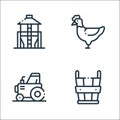 In the village line icons. linear set. quality vector line set such as bucket, tractor, hen