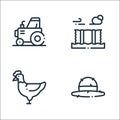 In the village line icons. linear set. quality vector line set such as hat, hen, bale