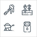 In the village line icons. linear set. quality vector line set such as milk, wheelbarrow, flowers