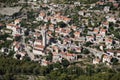 Village Lozisca on island Brac in Croatia, aerial view