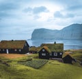 Village of Mikladalur located on the island of Kalsoy, Faroe Islands, Denmark