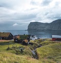 Village of Mikladalur located on the island of Kalsoy, Faroe Islands, Denmark