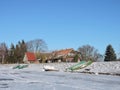 Village Minge in winter , Lithuania Royalty Free Stock Photo