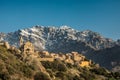 Village of Montemaggiore and Monte Grosso in Corsica Royalty Free Stock Photo