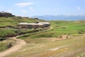 The village and the mountain near Panjikent in Tajikistan Royalty Free Stock Photo