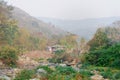 A village in a mountain valley. Landscape Scenery.Rangbang river mountain valley.Tabakoshi West Bengal India Royalty Free Stock Photo