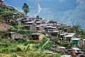 Village in the mountains in the Valley of the Helambu sindhupalchowk Nepal