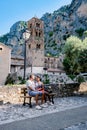 The Village of Moustiers-Sainte-Marie, Provence, France Europe, colorful village in the Provence Royalty Free Stock Photo
