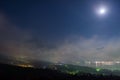 village with mt Fuji and lake Yamanaka from Panoramadai view Royalty Free Stock Photo