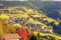 A village on the nature and mountains background. Surroundings of Merano in the province of Bolzano at the late autumn