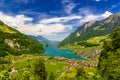 Village near Lake Lungern, Lungerersee, Obwalden, Switzerland Royalty Free Stock Photo