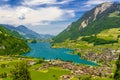 Village near Lake Lungern, Lungerersee, Obwalden, Switzerland Royalty Free Stock Photo
