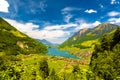 Village near Lake Lungern, Lungerersee, Obwalden Switzerland Royalty Free Stock Photo