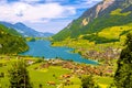 Village near Lake Lungern, Lungerersee, Obwalden Switzerland Royalty Free Stock Photo