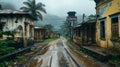 Village in the north of Liberia in a rainy day Royalty Free Stock Photo