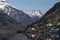 Village by a Norwegian fjord Royalty Free Stock Photo