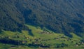 Village old vintage wooden house. Old House in the European Alps. Old Cabin in the forest. Dilapidated house in the Royalty Free Stock Photo