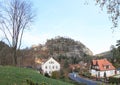 Village Oybin with castle and monastery Royalty Free Stock Photo