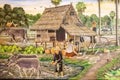 Village painting art fram Hut