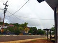 village photo with beautiful rainbow