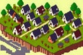 Village with Pixel Houses, Generative AI Illustration Royalty Free Stock Photo
