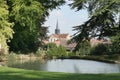 Village pond and Church Royalty Free Stock Photo