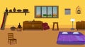 Village poor room inside vector artwork illustration