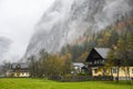 Village on a rainy and foggy morning, Austria