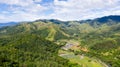 Village and rice fields in Cordillera mountains, Philippines. Beautiful landscape on the island of Luzon. Mountains and fields,