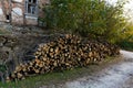 Autumn\'s Warmth: Neatly Stacked Locust Wood