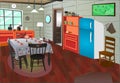 Village room inside vector artwork illustration