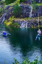 Village Ruskeala, Sortavala, Republic of Karelia, Russia, August 14, 2016: Mountain Park, Marble canyon