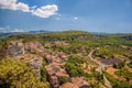 Village of Saignon with lavender field in the Luberon, Provence, France Royalty Free Stock Photo