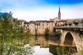 Village of Saint-Antonin-Noble-Val on the Aveyron River in Occitania, France