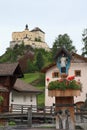Village of Scuol and castle Tarasp Royalty Free Stock Photo