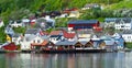 Village and Sea in Geiranger fjord, Norway Royalty Free Stock Photo