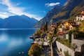Village on the shore of Lake Como, Lombardy, Italy, AI Generated
