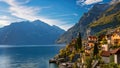 Village on the shore of Lake Como, Lombardy, Italy, AI Generated