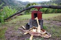 Village simple sugar cane press machine, Ecuador Royalty Free Stock Photo