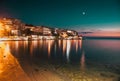 village of Skala Marion by night  Thassos island  Greece Royalty Free Stock Photo